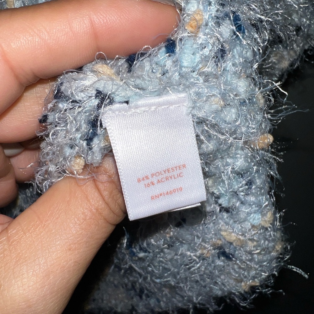 LC Lauren Conrad Fuzzy Cowl Neck Sweater Blue Speckled Size L - Picture 3 of 5